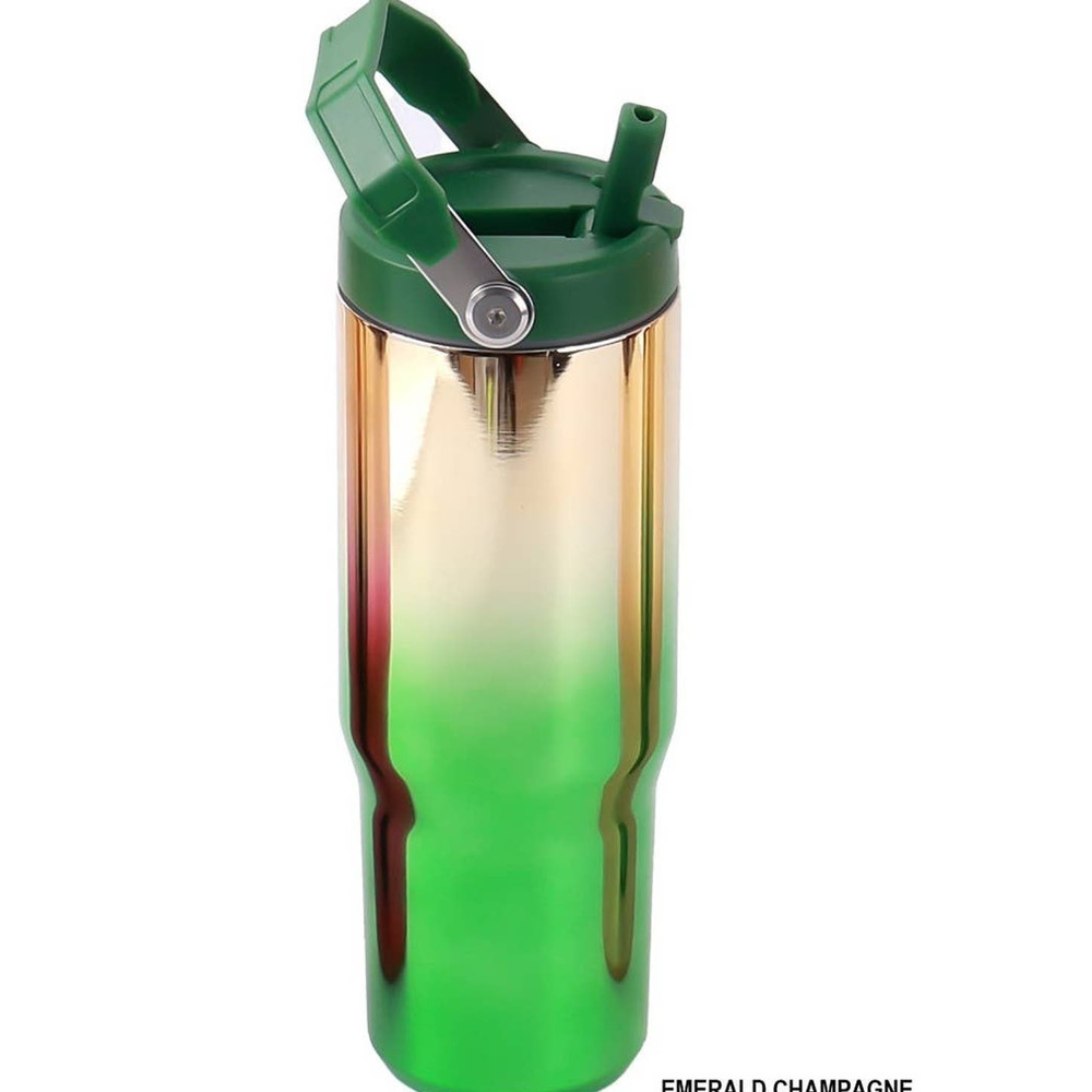 Metallic Champagne Emerald Green Ombre 30 OZ Stainless Steel Insulated Tumbler